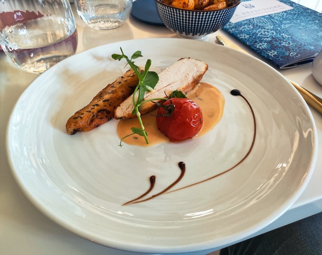 Luxury food gastronomy restaurant Restaurant Le refectoire from the Vranken-Pommery champagne domain in Reims, France.